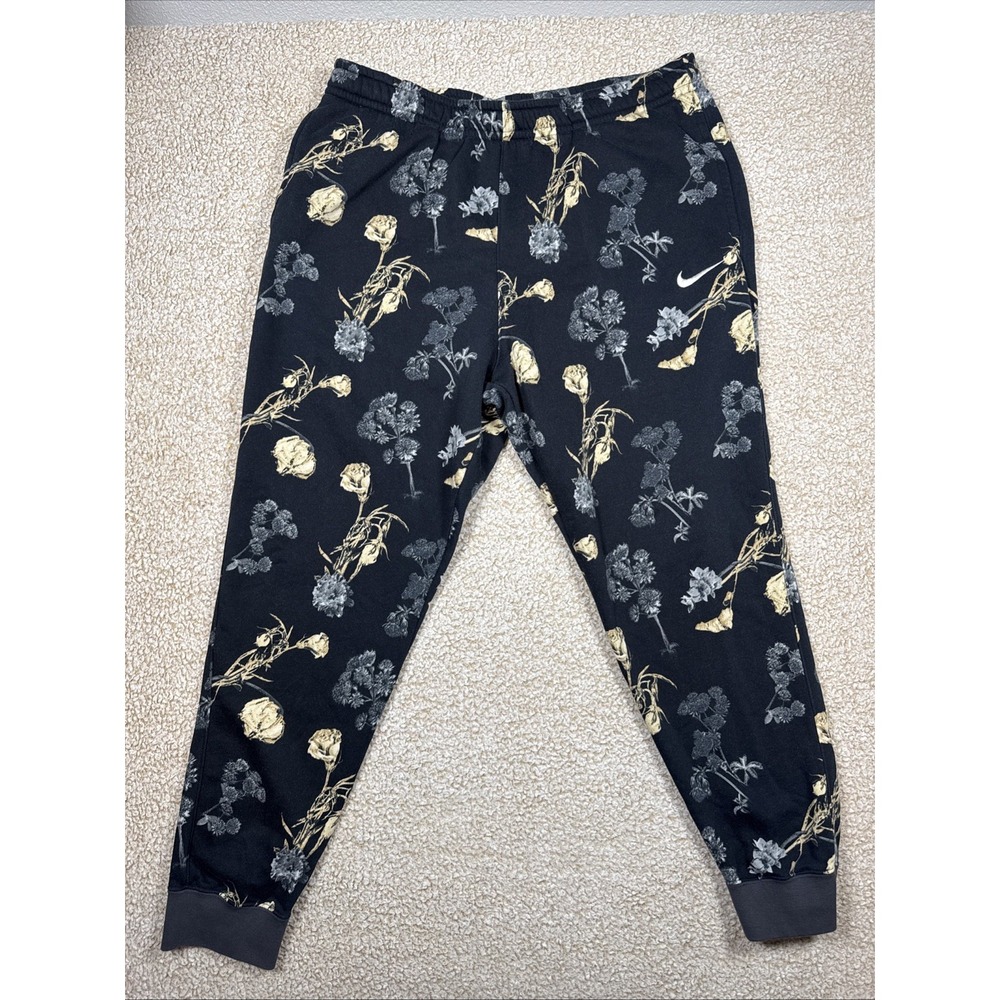Nike Joggers Mens 2XL Black Flower AOP Sweat Pants Floral Print Unique DQ3484